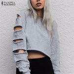 Distressed Cropped Pullover