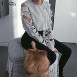Distressed Cropped Pullover