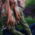 Distressed Cropped Pullover