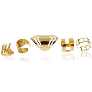 5 PIECE GOLD PLATED RINGS